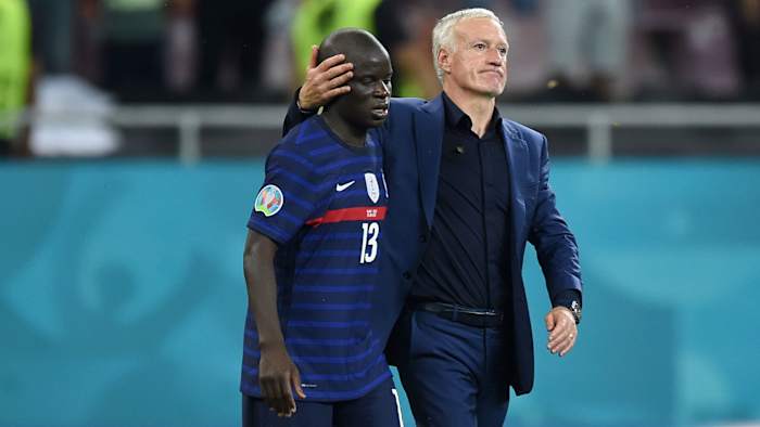 France's Didier Deschamps and N'Golo Kanté